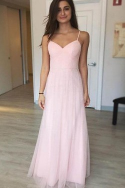 A-Line Long Pink Tulle Prom Dresses Formal Evening Gowns 6011447