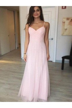 A-Line Long Pink Tulle Prom Dresses Formal Evening Gowns 6011447