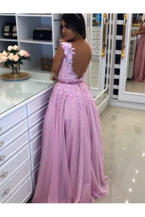 A-Line Beaded Lace Long Tulle Prom Dresses Formal Evening Gowns 6011449 A-Line Beaded Lace Long Tulle Prom Dresses Formal Evening Gowns 6011449