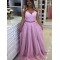 A-Line Beaded Lace Long Tulle Prom Dresses Formal Evening Gowns 6011449