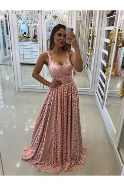 A-Line Lace Long Prom Dresses Formal Evening Gowns 6011451