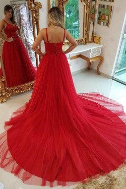 A-Line Long Red Long Prom Dresses Formal Evening Gowns 6011453