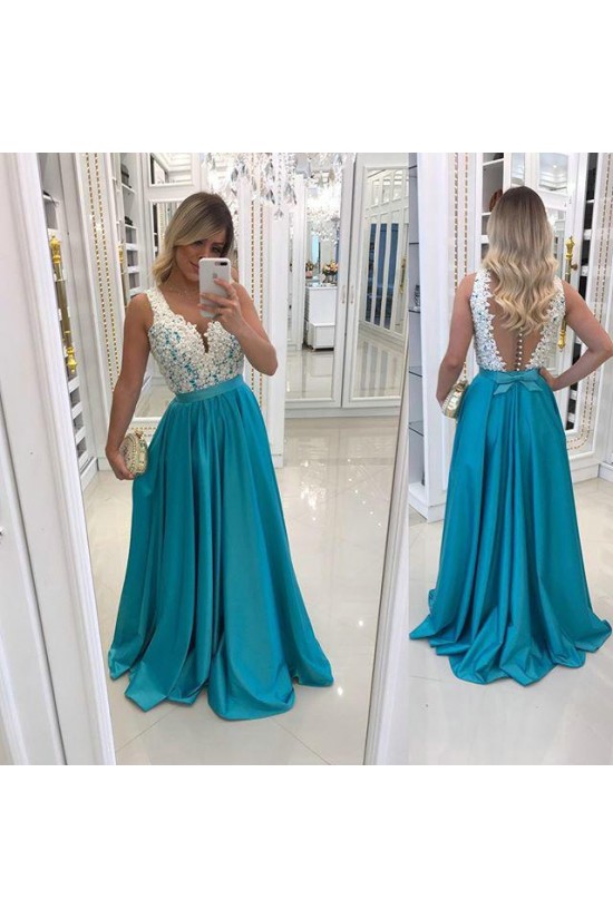 A-Line Beaded Lace Long Prom Dresses Formal Evening Gowns 6011455 A-Line Beaded Lace Long Prom Dresses Formal Evening Gowns 6011455