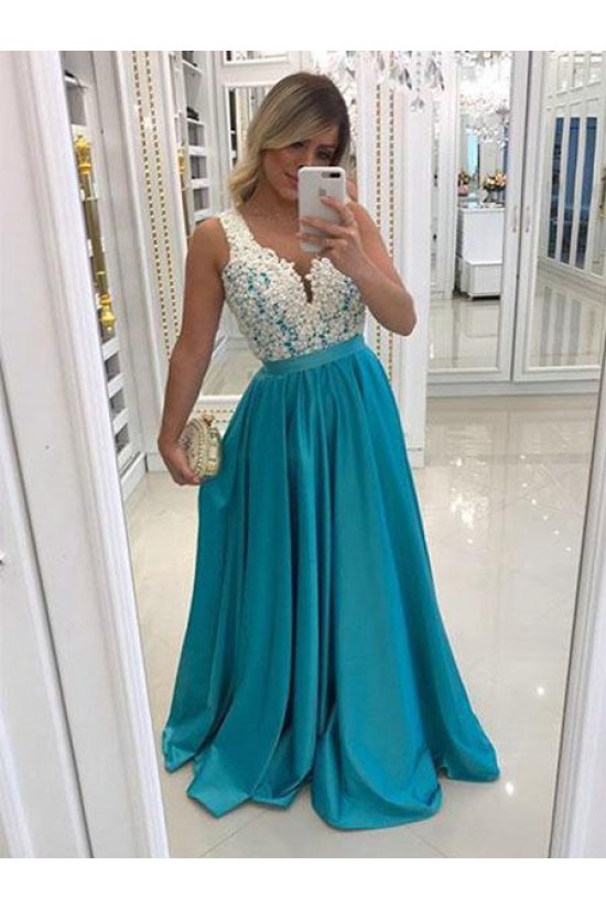 A-Line Beaded Lace Long Prom Dresses Formal Evening Gowns 6011455 A-Line Beaded Lace Long Prom Dresses Formal Evening Gowns 6011455