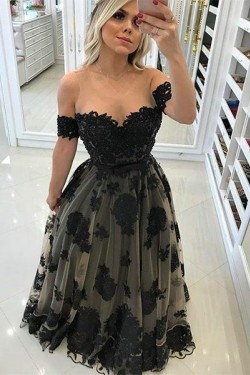 A-Line Lace Long Prom Dresses Formal Evening Gowns 6011456
