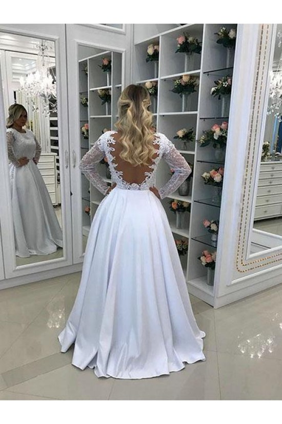 A-Line Long White Lace Prom Dresses Formal Evening Gowns 6011458 A-Line Long White Lace Prom Dresses Formal Evening Gowns 6011458