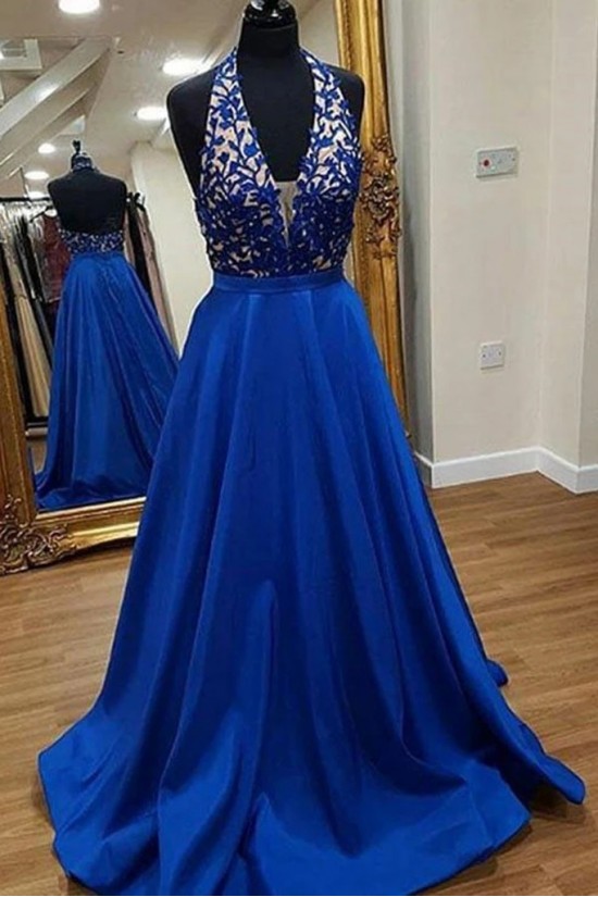 A-Line Halter Lace Long Prom Dresses Formal Evening Gowns 6011465 A-Line Halter Lace Long Prom Dresses Formal Evening Gowns 6011465
