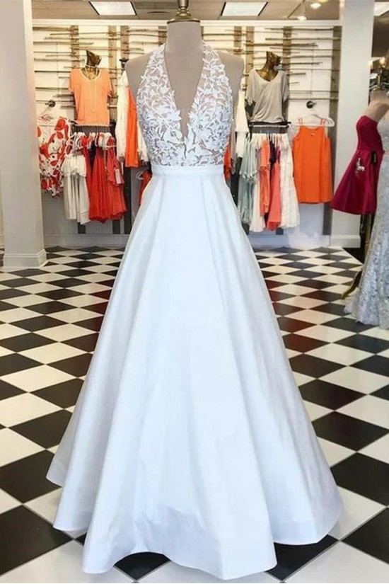 A-Line Halter Lace Long Prom Dresses Formal Evening Gowns 6011465 A-Line Halter Lace Long Prom Dresses Formal Evening Gowns 6011465