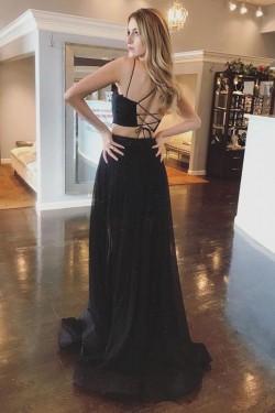 Long Black Two Pieces Prom Dresses Formal Evening Gowns 6011473