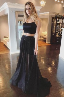 Long Black Two Pieces Prom Dresses Formal Evening Gowns 6011473