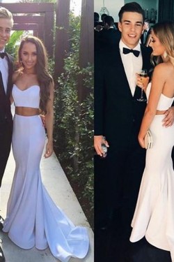 Long White Two Pieces Prom Dresses Formal Evening Gowns 6011474