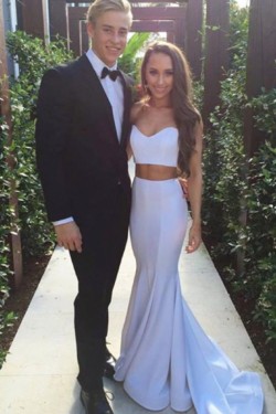 Long White Two Pieces Prom Dresses Formal Evening Gowns 6011474
