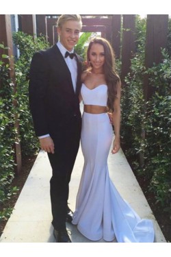 Long White Two Pieces Prom Dresses Formal Evening Gowns 6011474