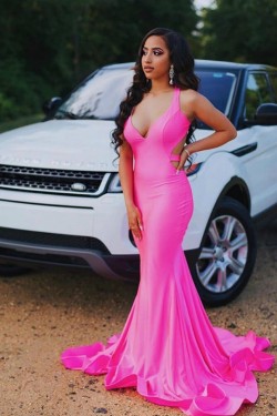 Mermaid V-Neck Long Prom Dresses Formal Evening Gowns 6011476