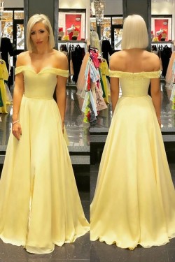 A-Line Beaded Off-the-Shoulder Long Prom Dresses Formal Evening Gowns 6011484