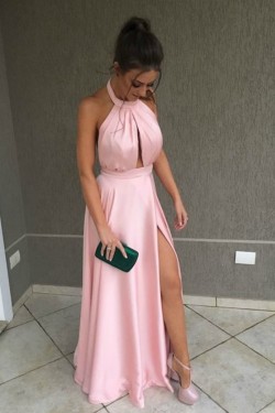 A-Line Long Pink Prom Dresses Formal Evening Gowns 6011486