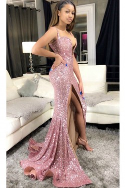 Mermaid Sequins Long Prom Dresses Formal Evening Gowns 6011494