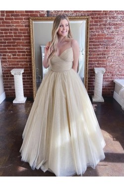 A-Line Tulle Long Prom Dresses Formal Evening Gowns 6011498