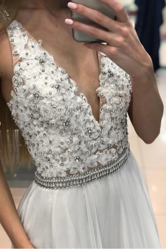 A-Line Beaded V-Neck Long Prom Dresses Formal Evening Gowns 6011502 A-Line Beaded V-Neck Long Prom Dresses Formal Evening Gowns 6011502
