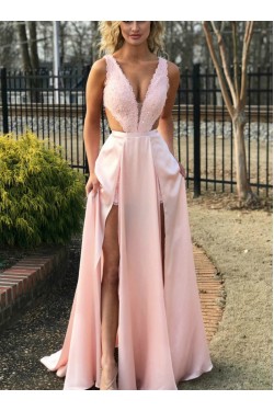 A-Line Beaded Lace Long Prom Dresses Formal Evening Gowns 6011505