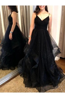 A-Line Sparkle Tulle Long Prom Dresses Formal Evening Gowns 6011511