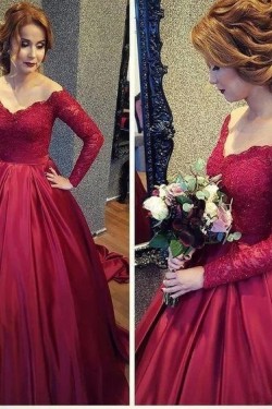 Ball Gown Beaded Lace Long Sleeves Prom Dresses Formal Evening Gowns 6011521