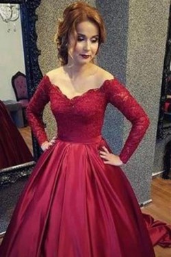 Ball Gown Beaded Lace Long Sleeves Prom Dresses Formal Evening Gowns 6011521