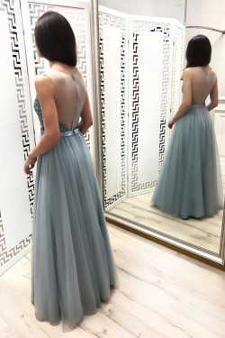 A-Line Beaded Lace Long Prom Dresses Formal Evening Gowns 6011524