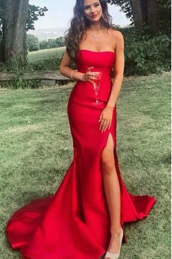 Mermaid Strapless Long Prom Dresses Formal Evening Gowns 6011526