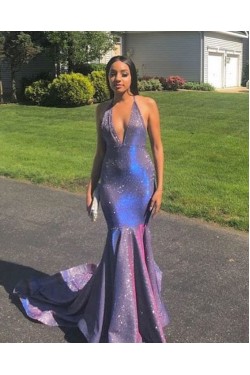 Mermaid V-Neck Long Prom Dresses Formal Evening Gowns 6011543