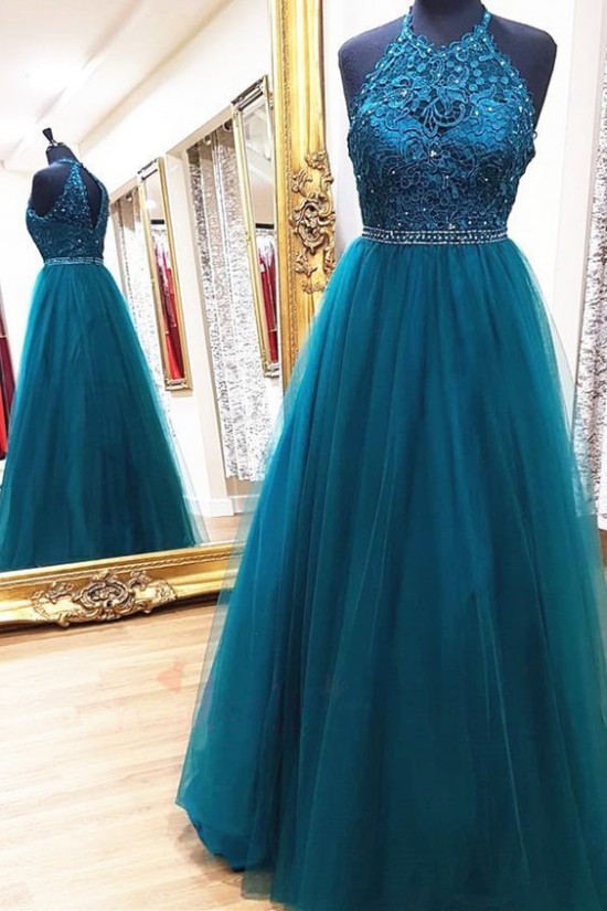 A-Line Beaded Lace Tulle Long Prom Dresses Formal Evening Gowns 6011544 A-Line Beaded Lace Tulle Long Prom Dresses Formal Evening Gowns 6011544