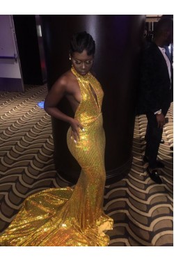 Mermaid Sequins Long Prom Dresses Formal Evening Gowns 6011546