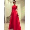 A-Line Long Red Satin Prom Dresses Formal Evening Gowns 6011551