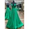 A-Line Long Green Satin Prom Dresses Formal Evening Gowns 6011552