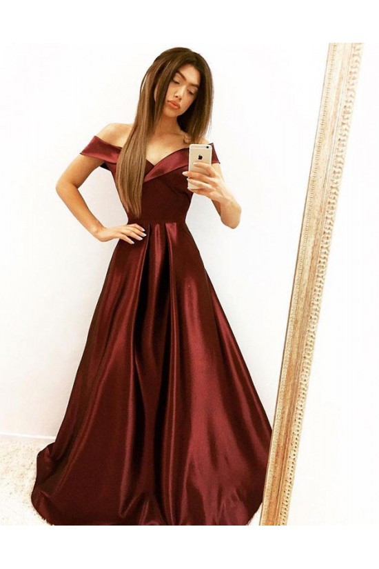 A-Line Satin Off-the-Shoulder Long Prom Dresses Formal Evening Gowns 6011555 A-Line Satin Off-the-Shoulder Long Prom Dresses Formal Evening Gowns 6011555