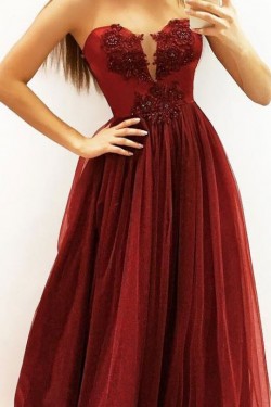 A-Line Beaded Lace Long Prom Dresses Formal Evening Gowns 6011556