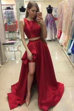 A-Line Two Pieces Long Prom Dresses Formal Evening Gowns 6011565
