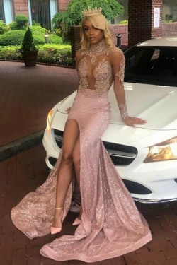 Mermaid Beaded Lace Sequins Sparkle Long Prom Dresses Formal Evening Gowns 6011572