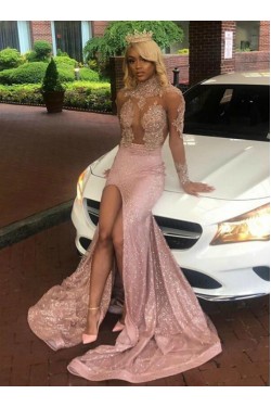 Mermaid Beaded Lace Sequins Sparkle Long Prom Dresses Formal Evening Gowns 6011572