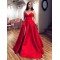 A-Line Long Red Satin Prom Dresses Formal Evening Gowns 6011576