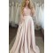 A-Line Lace Satin Two Pieces Long Prom Dresses Formal Evening Gowns 6011577
