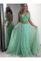 A-Line Beaded Two Pieces Long Prom Dresses Formal Evening Gowns 6011584 A-Line Beaded Two Pieces Long Prom Dresses Formal Evening Gowns 6011584