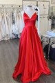 A-Line Long Satin V-Neck Prom Dresses Formal Evening Gowns 6011591 A-Line Long Satin V-Neck Prom Dresses Formal Evening Gowns 6011591
