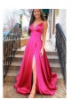 A-Line Long Satin V-Neck Prom Dresses Formal Evening Gowns 6011591 A-Line Long Satin V-Neck Prom Dresses Formal Evening Gowns 6011591