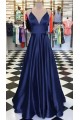 A-Line Long Satin V-Neck Prom Dresses Formal Evening Gowns 6011591 A-Line Long Satin V-Neck Prom Dresses Formal Evening Gowns 6011591