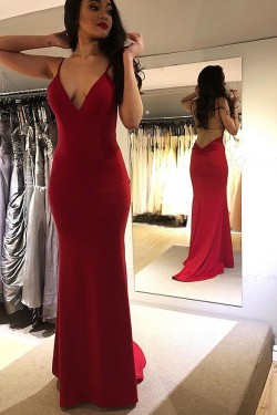 Mermaid V-Neck Backless Long Prom Dresses Formal Evening Gowns 6011593