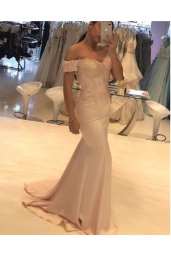 Mermaid Beaded Lace Off-the-Shoulder Long Prom Dresses Formal Evening Gowns 6011600