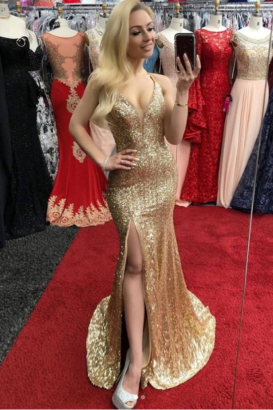 Mermaid Gold Sequins Long Prom Dresses Formal Evening Gowns 6011602 Mermaid Gold Sequins Long Prom Dresses Formal Evening Gowns 6011602