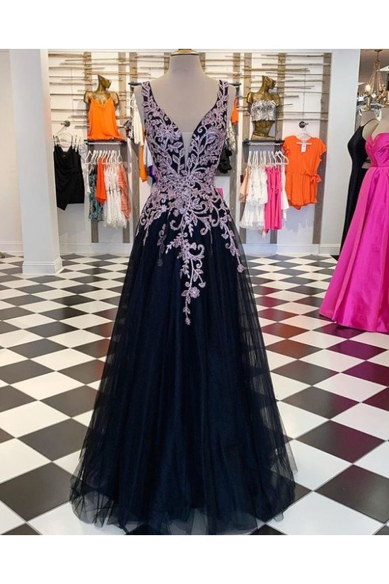 A-Line Beaded Lace Long Prom Dresses Formal Evening Gowns 6011607 A-Line Beaded Lace Long Prom Dresses Formal Evening Gowns 6011607