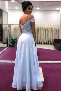 A-Line Beaded Lace Off-the-Shoulder Long Prom Dresses Formal Evening Gowns 6011608